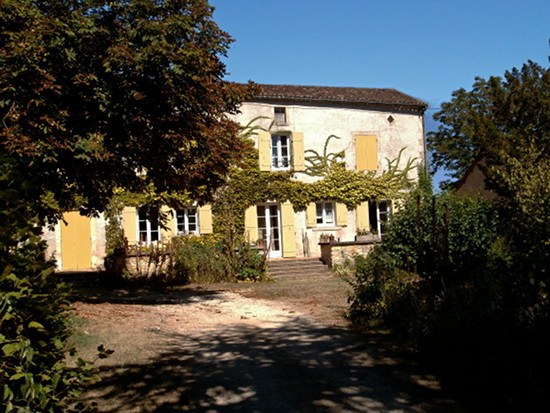 Relaxing in the South of France - Our B&B - The beautiful old long farmhouse at Sorges - shaded by a large Sweet Chestnut tree