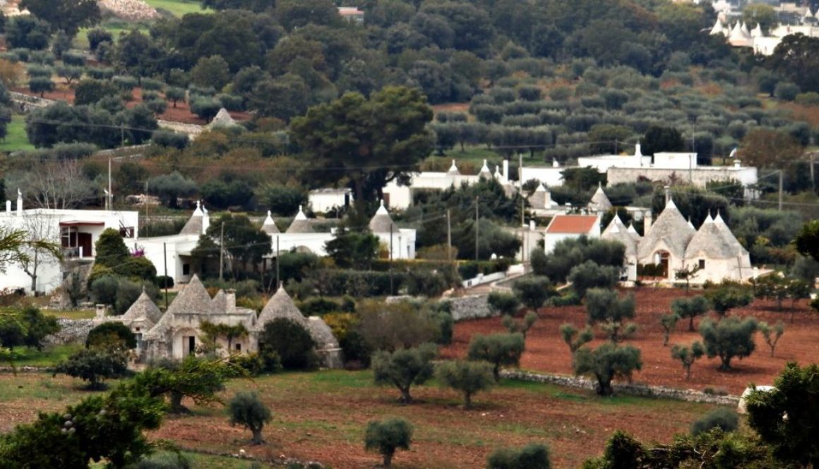 Trulli in their natural surroundings in the countryside, just outside Alberobello