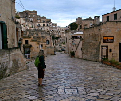 Vivien in the middle of the Sassi, Matera