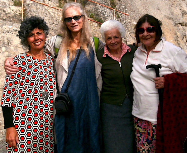 Jackie & Vivien with two Ladies of the Village - amongst the clouds