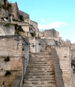 Steps down into the Sasso Caveoso - Exploring the Sassi