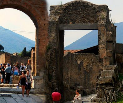 Locals celebrate us in Pompeii - Two Views of Vesuvius from the Ruins