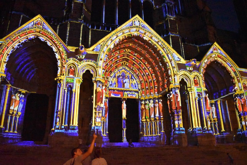 Chartres - Chartres en lumières – the colourful north side of the cathedral