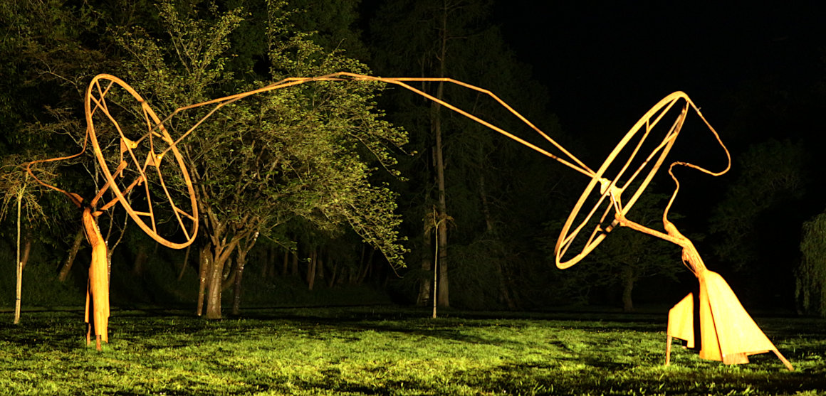 Magical Japanese Garden - Samurai Sculpture lit up